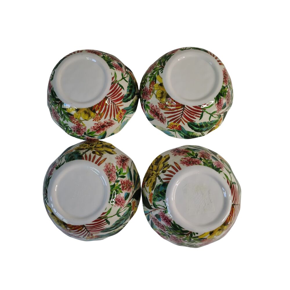 Set of 4 Coventry Melamine Salad Bowls 6.5" Tropical Floral BPA Free Durable